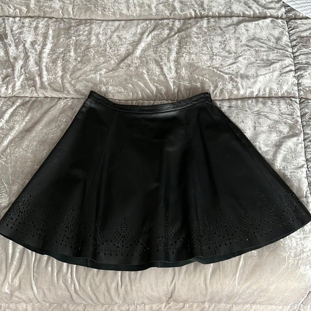 Joie Seneca laser cut black leather skirt, XS